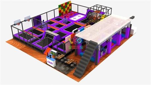 Purple theme Indoor trampoline park jumping fitness play center 