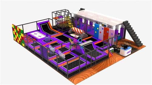 Purple theme Indoor trampoline park jumping fitness play center 