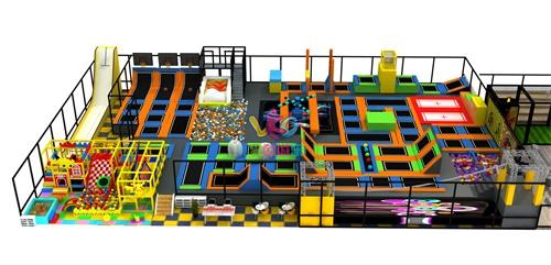 Gaint trampoline park with soft play big play center for sale 